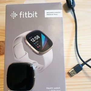 Smartwatch, Fitbit Sense Lunar White/Gold